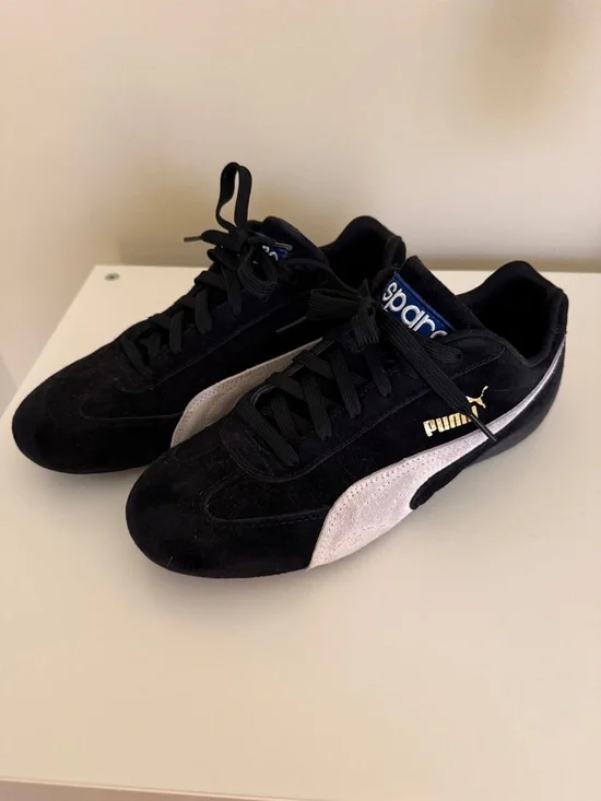 PUMA X Sparco Speedcat Black & White Suede Sneakers Mens 7 - Picture 1 of 8